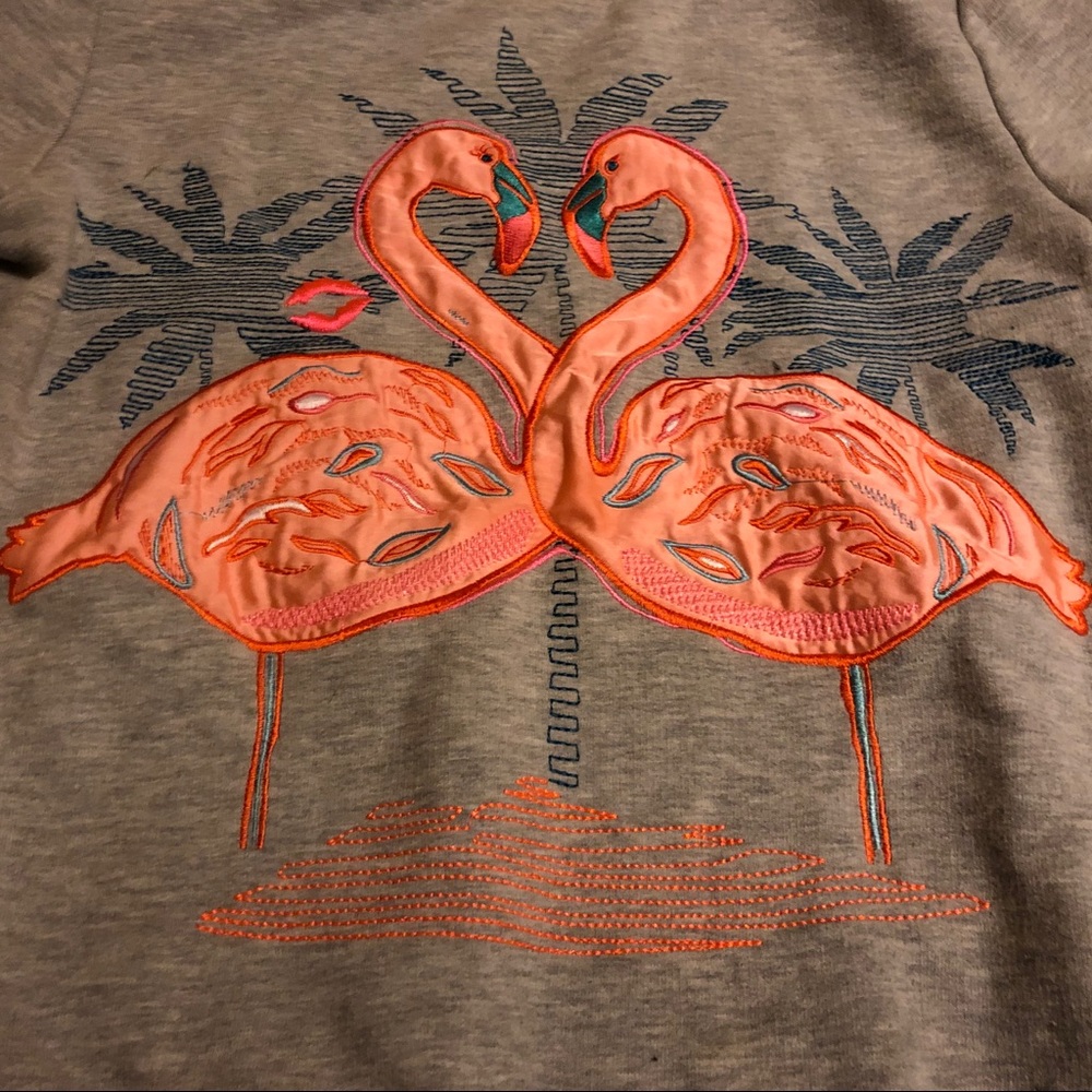 Pink Flamingos Palm Trees Pullover Sweatshirt H&M